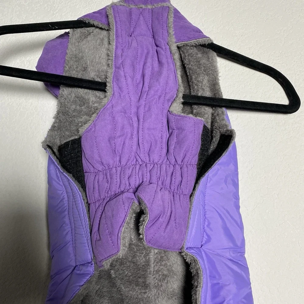 Purple Dog Puffer removable Hood  Fleece Lined Jacket Coat XL Winter Cozy Winter